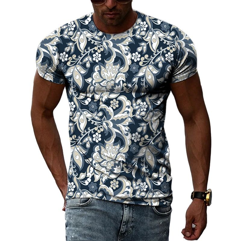 Y2K Ethnic Fashion - Camiseta Masculina Estilo Étnico com Estampa