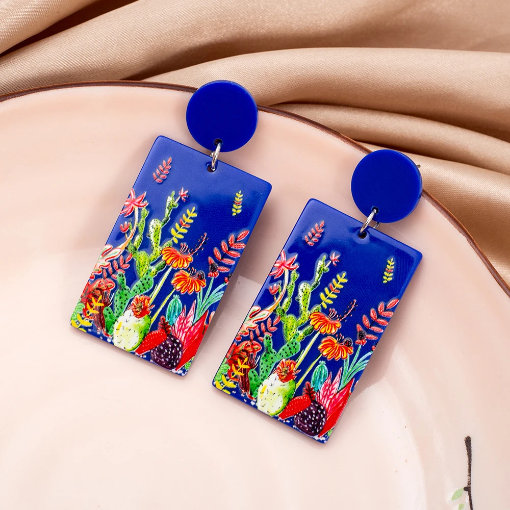Ethnic Fashion Trends 2026 - Novos Brincos Femininos de Acrílico Azul