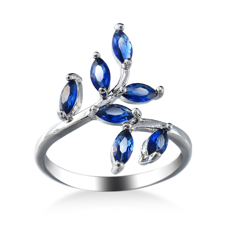 Ethnic Fashion Designer - Bonito azul folhas design anéis com
