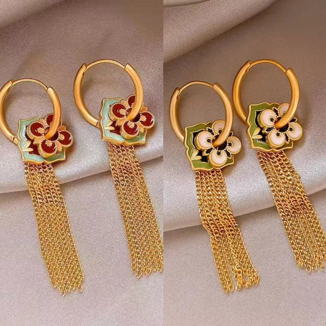 Ethnic Fashion Way - Flor Dourada Borla Brincos para Mulheres,