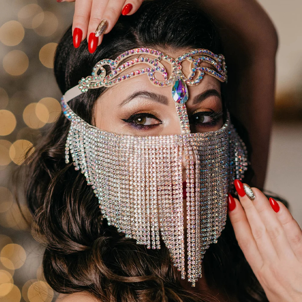 Ethnic Fashion Jewellery - Véu de Rosto Boho Exótico com