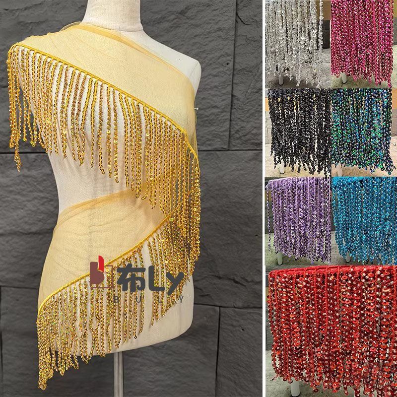 Ethnic Fashion Designer - Franja de Lantejoulas com Contas de