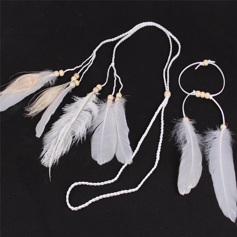 Handmade White Feather Headban - Ethnic Fashion India avaliação e preço
