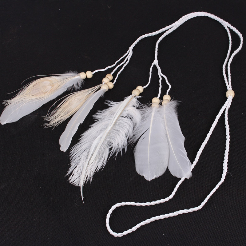 Handmade White Feather Headban - Ethnic Fashion India avaliação e preço