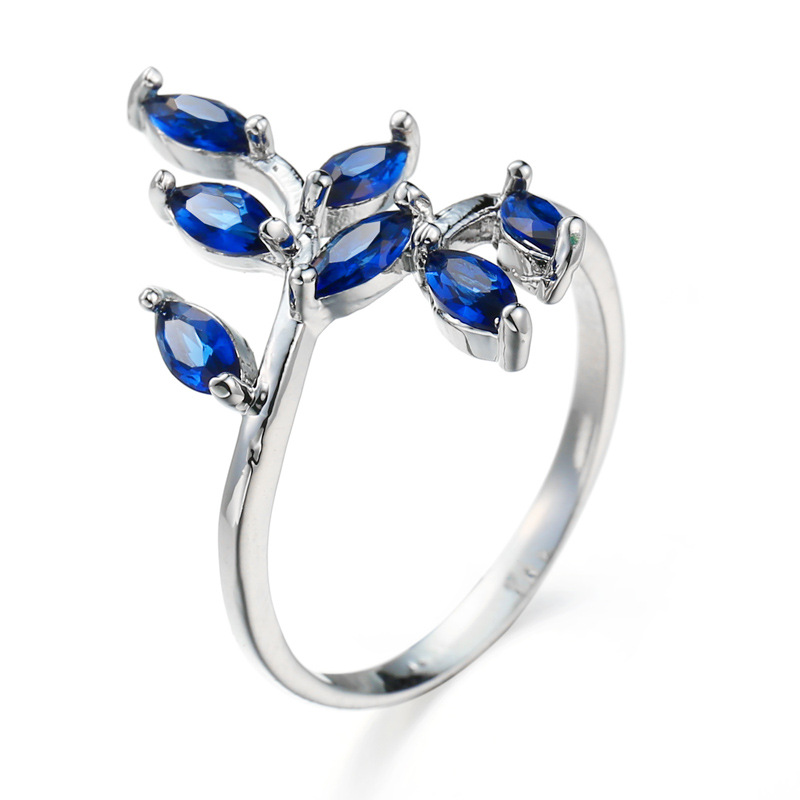 Bonito azul folhas design anéi - Ethnic Fashion Designer avaliação e preço