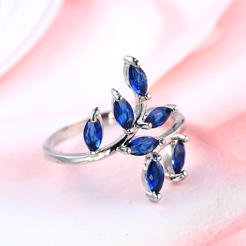 Bonito azul folhas design anéi - Ethnic Fashion Designer avaliação e preço