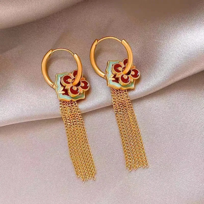 Flor Dourada Borla Brincos par - Ethnic Fashion Way avaliação e preço
