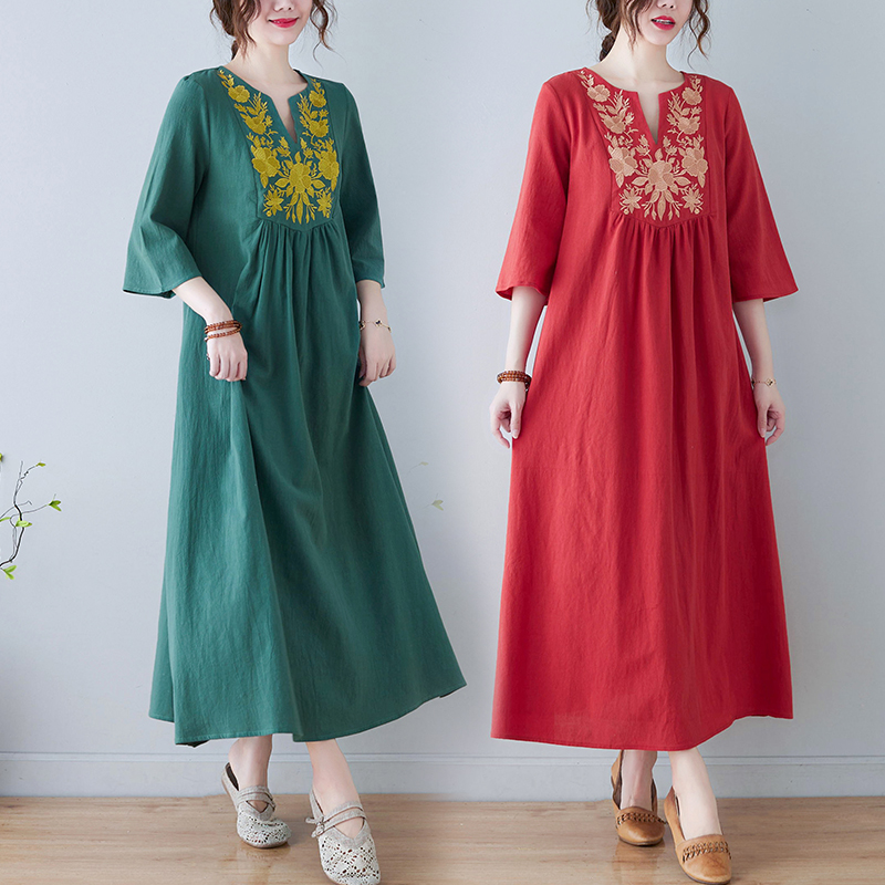 Novo Vestido Midi de Algodão e - Ethnic Fashion Dress avaliação e preço