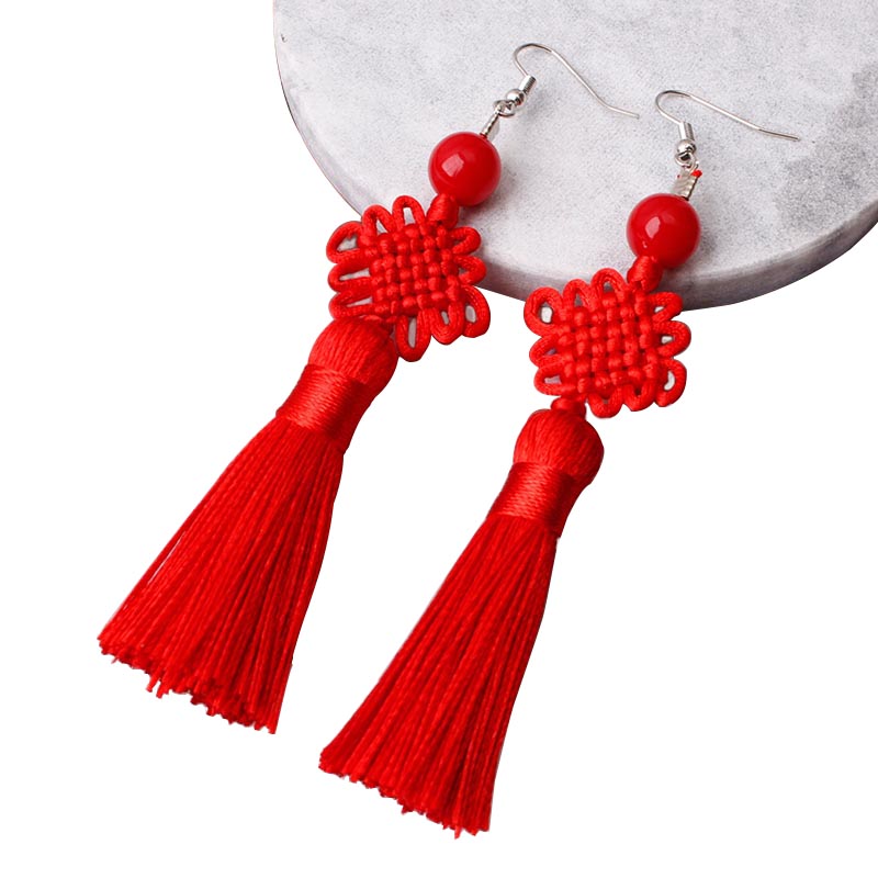 Brincos de Nó Chinês Trançado  - Y2K Ethnic Fashion avaliação e preço