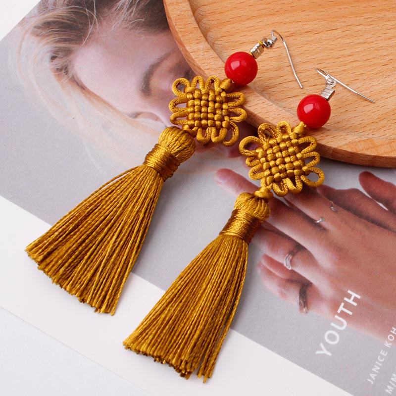 Brincos de Nó Chinês Trançado  - Y2K Ethnic Fashion avaliação e preço