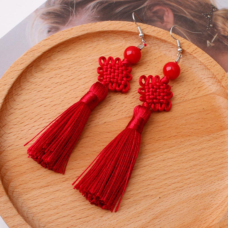 Brincos de Nó Chinês Trançado  - Y2K Ethnic Fashion avaliação e preço