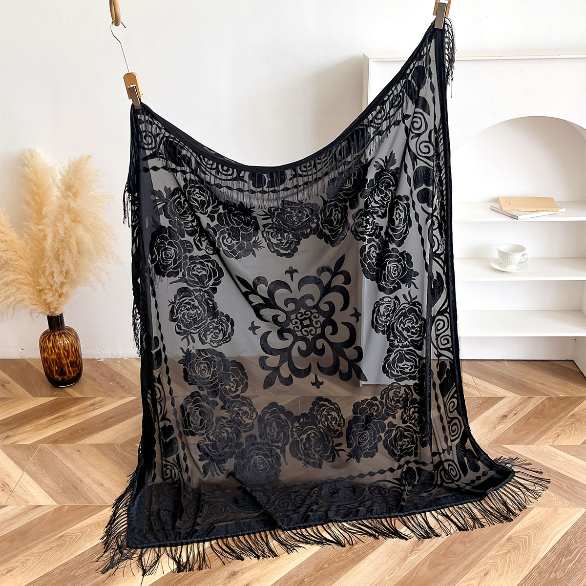 Cachecol de Veludo Retrô com B - Winter Ethnic Fashion For Women avaliação e preço